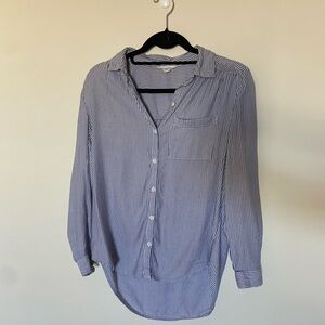 beachlunchlounge Blue & White Vertical Stripe Button-Down